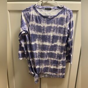 David Cline Women's Purple and White Tie-Dye Long Sleeve Top